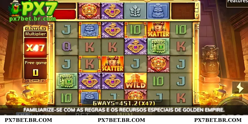 PX7 Golden Empire - A Melhor Experiência de Caça ao Tesouro 3 Familiarize-se com as regras e recursos especiais no Golden Empire