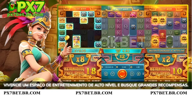 PX7 Golden Empire - A Melhor Experiência de Caça ao Tesouro 2 Experimente um espaço de entretenimento premium e cace grandes recompensas